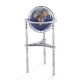 37" Tall Gemstone Globe with 13'" Lapis Ocean on Ambassador Antique Silver 3-Leg High Stand