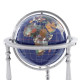 37" Tall Gemstone Globe with 13'" Lapis Ocean on Ambassador Antique Silver 3-Leg High Stand