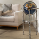 37" Tall Gemstone Globe with 13'" Lapis Ocean on Ambassador Antique Silver 3-Leg High Stand