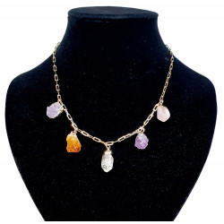 amethyst citrine quartz rose quartz necklace