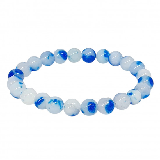 agate white-blue bracelet 8mm