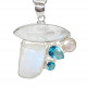 pendant moonstone - blue topaze - pearl