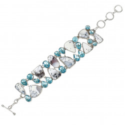 bracelet agate dendrite et topaze blue argent
