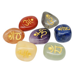 7 Chakras Engraved Stone with Wooden Box