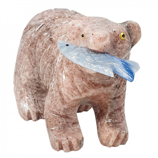Bear soap stone with fish
