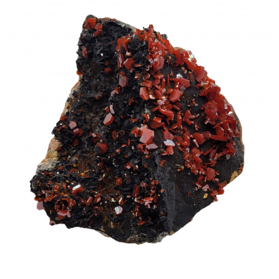 vanadinite on barite and goethite