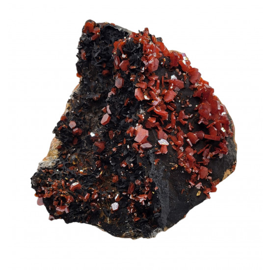vanadinite on barite and goethite