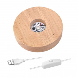 LED Display (Wood Base 10 cm x 2 cm) with USB Adapter Color Light