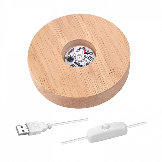 LED Display (Wood Base 6 cm x 2 cm) with USB Adapter White Light