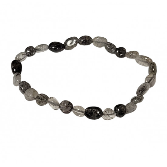 Black tourmaline and quartz Bracelet Tumbled 