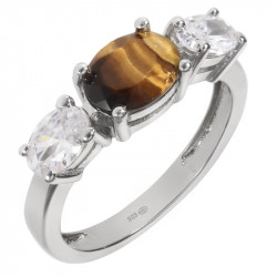Bague 38-25 oeil de tigre argent
