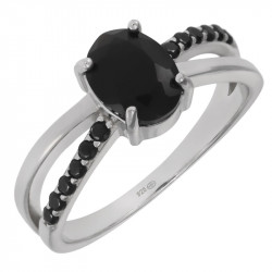 Bague 38-27 onyx noire argent