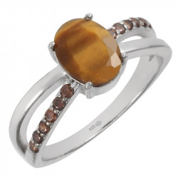 Bague 38-27 oeil de tigre argent