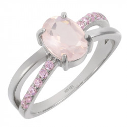 Bague 38-27 quartz rose argent