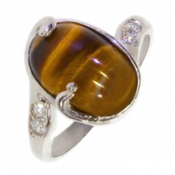 Bague 42-28 oeil de tigre argent