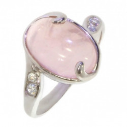 Bague 42-28 quartz rose argent