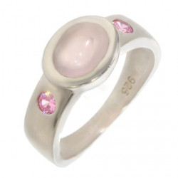Bague 42-31 quartz rose argent