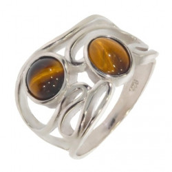 Bague 46-13 oeil de tigre argent