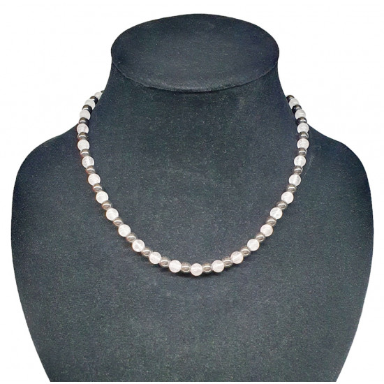 rose quartz - hematite necklace