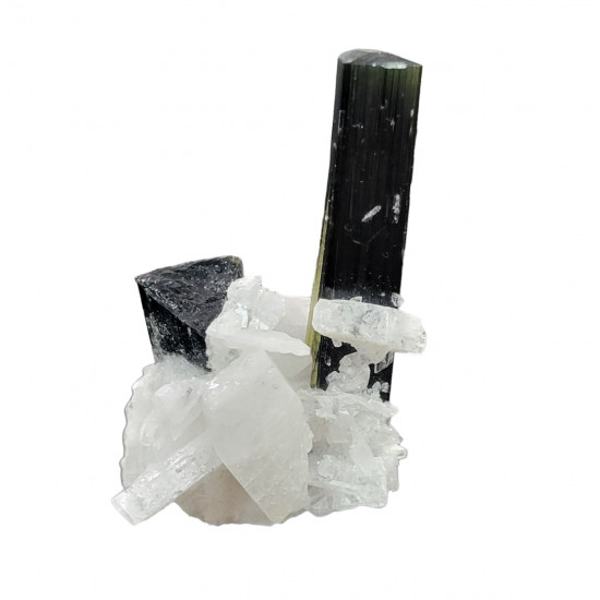 green cap tourmaline on albite