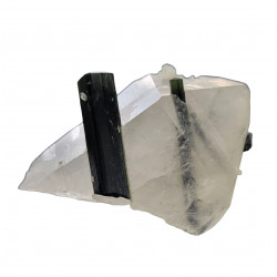 green cap tourmaline on quartz