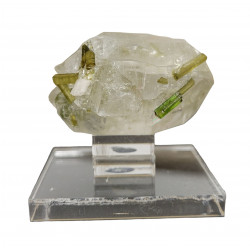green tourmaline on quartz