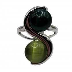 bague oeil de chat vert