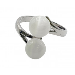 bague oeil de chat blanc