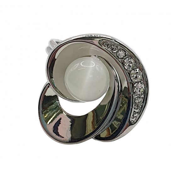 bague oeil de chat blanc