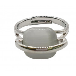bague oeil de chat blanc