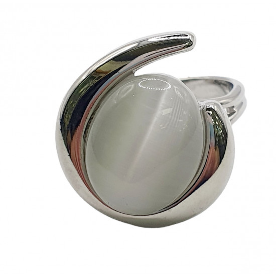 bague oeil de chat blanc