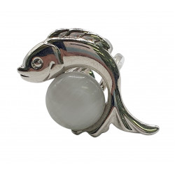 bague oeil de chat blanc