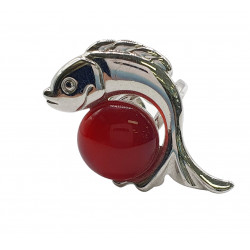 bague oeil de chat rouge