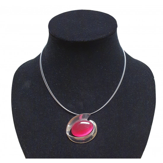 necklace cats eye fuchsia