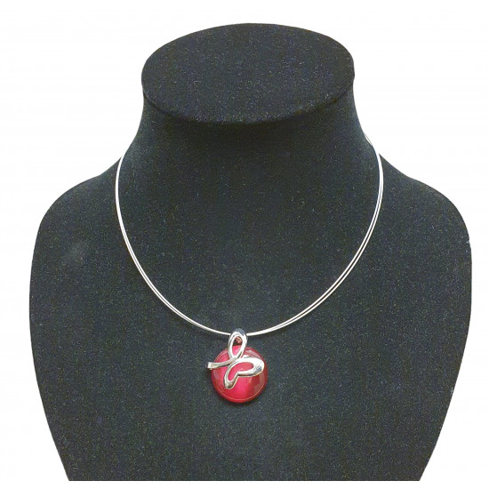 necklace cats eye fuchsia