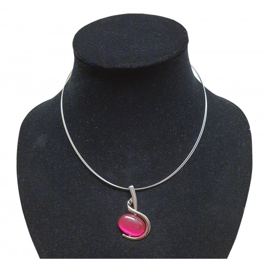 necklace cats eye fuchsia