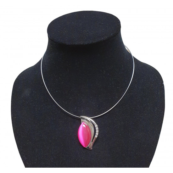 necklace cats eye fuchsia
