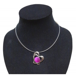 necklace cats eye fuchsia