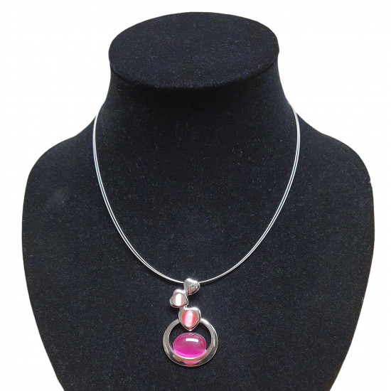 necklace cats eye fuchsia