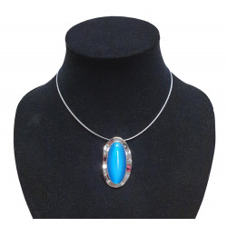 collier oeil de chat bleu