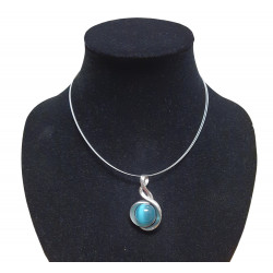 collier oeil de chat bleu