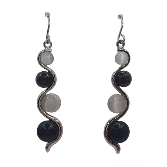 boucles d'oreilles oeil de chat gris