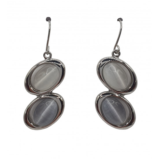 boucles d'oreilles oeil de chat gris