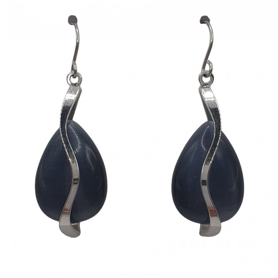 boucles d'oreilles oeil de chat gris