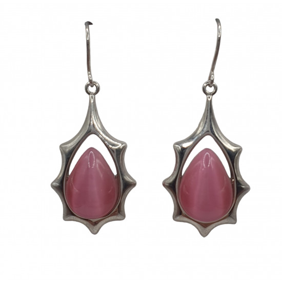 boucles d'oreilles oeil de chat rose