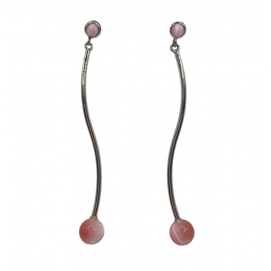 boucles d'oreilles oeil de chat rose