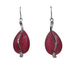 boucles d'oreilles oeil de chat rose