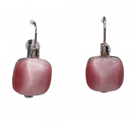 boucles d'oreilles oeil de chat rose