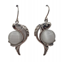 boucles d'oreilles oeil de chat blanc