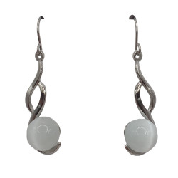boucles d'oreilles oeil de chat blanc